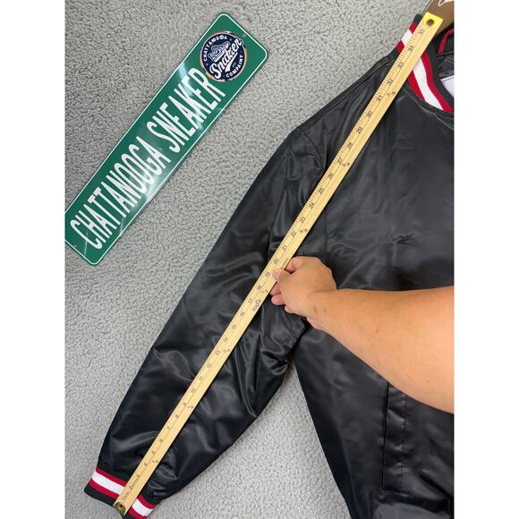 Starter Retro Satin Varsity Bomber Jacket Mens Extra Large XL Black Red $225 NWT - Picture 5 of 10